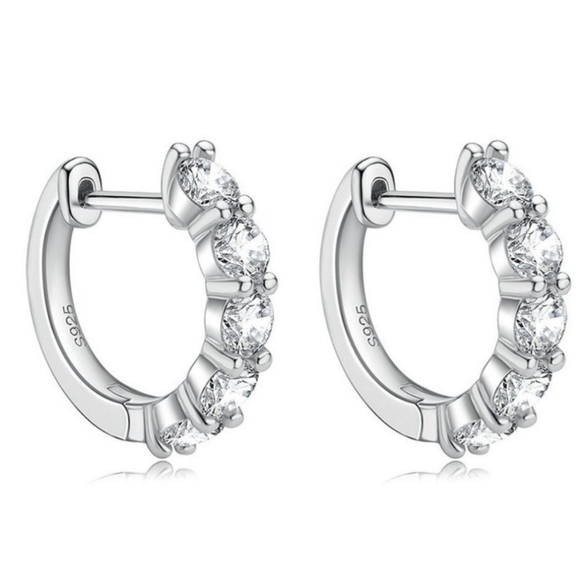 Certified 3ct.Moissanite Small Diamond Huggie Hoop  18 White Gold Plated - Picture 7 of 12